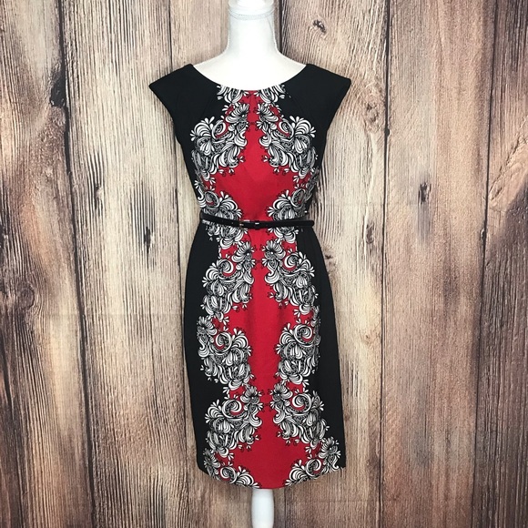 London Times Dresses & Skirts - LONDON TIMES SZ 6 BLACK RED WHITE SLIMMING DRESS